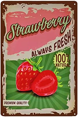 Vintage Strawberry Tin Sign - Fruit Metal sign - Retro Decorative Sign Wall Decor Home Decor by TREEPERI