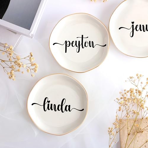 JoycuFF Sophia Personalized Name Ceramic Jewelry Tray, Mothers Day Christmas Anniversary Engagement Birthday Gifts for Women Couples, Trinket Dish for Rings Earrings Necklaces Bracelets Keys - Image 3