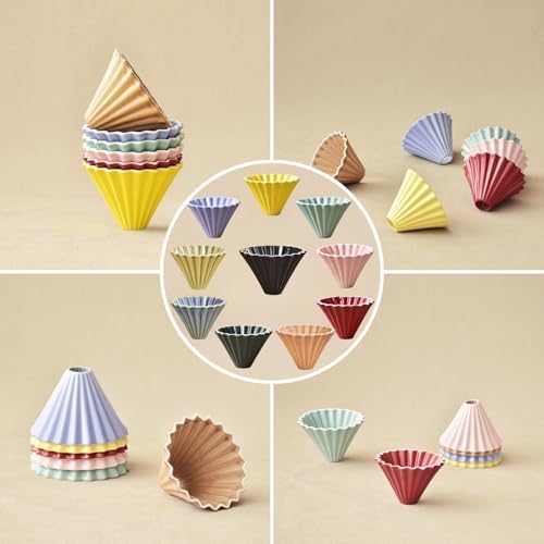 Kiln Blue Ceramic Pour Over Coffee Dripper - Origami-Inspired 10.3×7.8cm V60 Filter Cone, Deep Groove Design Promotes Balanced Water Flow and Heat Retention for Smooth, Hand Brewed Coffee - Image 3