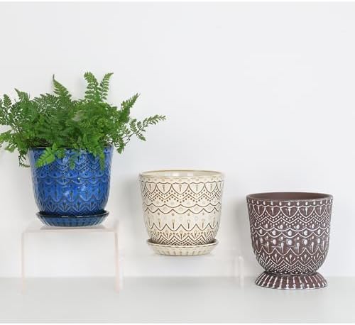 Gepege Ceramic Plant Pots, 6 Inch Indoor Planters with Drainage & Saucers - Image 7