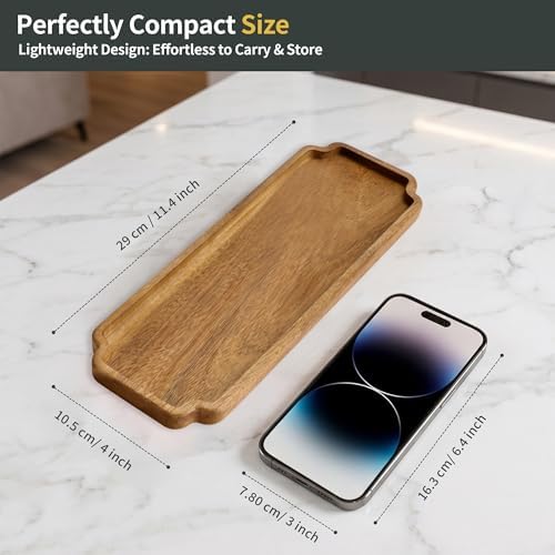 Small Wood Tray – Acacia Serving Platter Vanity Tray Mini Wooden Tray Decor - Image 2