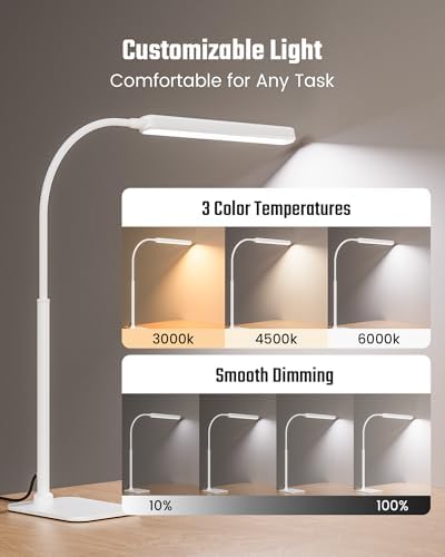 SUPERDANNY Eye-Caring LED Desk Lamp Work Lamp Office Lamp with Base - Image 4