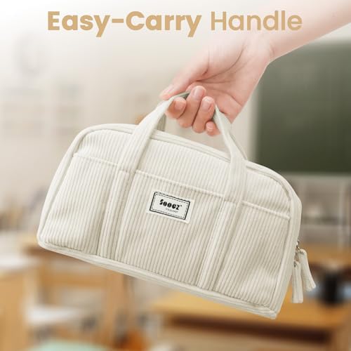 Sooez Large Pencil Case Pouch, Extra Big Pencil Bag with 5 Compartments - Image 5