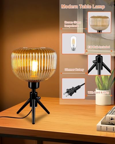 Lightdot Tripod Glass Table Lamp Black Small Desk Lamp - Image 6