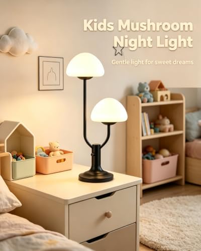 Lightdot Mushroom Table Lamp for Bedroom Dimmable Cute Black Desk Lamp - Image 2