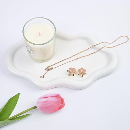 Ceramic Jewelry Large Decorative Cloud Tray, Trinket Dish (White) by BESKIT