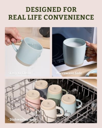 famiware Coffee Mugs Set of 8, Milkyway 13 oz Ceramic Cup Set with Handle - Image 5