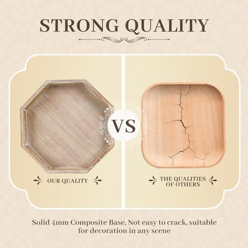 Wooden Decorative Tray, Small Serving Tray with Wood Bead, Farmhouse Big Tray for Ottoman, Countertop, Coffee Tabl, 13" x 13"x 1.6" (White Washed) - Image 5