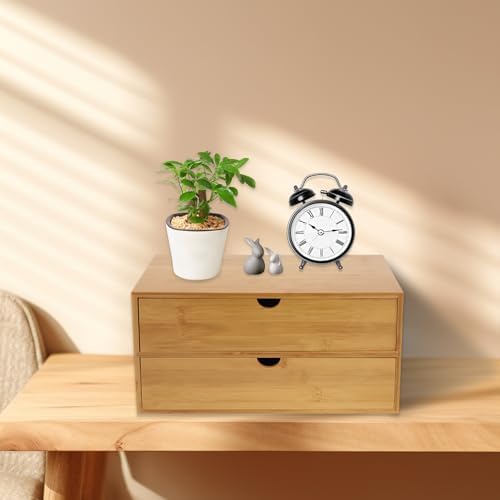 Bamboo Desk Organizer - Mini Bamboo Desk Drawer Tabletop Storage Organization Box, for Office Home Toiletries Supplies, No Assembly Required - Image 6