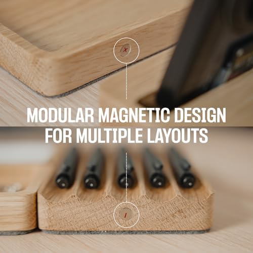 COREMINDED Modular Office Desk Organizer Tray Set - Solid Wood Desk Tray with Felt Lining - Desktop Organizer Wood Desk Accessories - Set A - Image 4