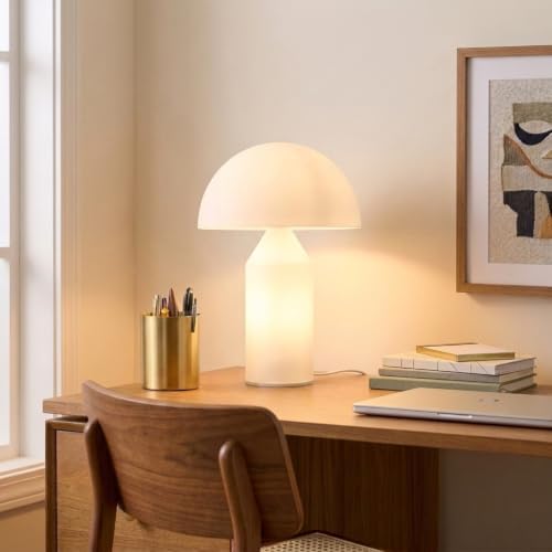 Brightech Venus Glass - 14" Contemporary Table Lamp with Glass Shade and Body - Unique Mushroom Table Lamp - Dimmable LED Light Bulbs for Bedroom Reading, Great Décor for Living Rooms, Offices - Image 4