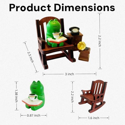 Miniature Frog Desk Decor Set, Cozy Vintage Scene Figurine for Office - Image 5