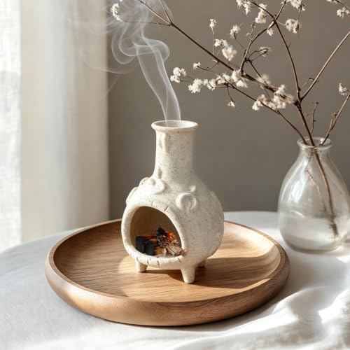 JOYWING Palo Santo Holder Handmade Ceramic Incense Burner for Sage Bundles and Incense Cones Meditation Accessories for Mindfulness Yoga Home Decor Spiritual Gifts(Child Clay) - Image 4