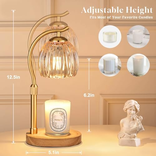 Hong-in Candle Warmer Lamp - with Timer & Dimmer, Modern Home Decor House Warming Gifts, Cozy Birthday Gift for Women Mom (Amber) - Image 2