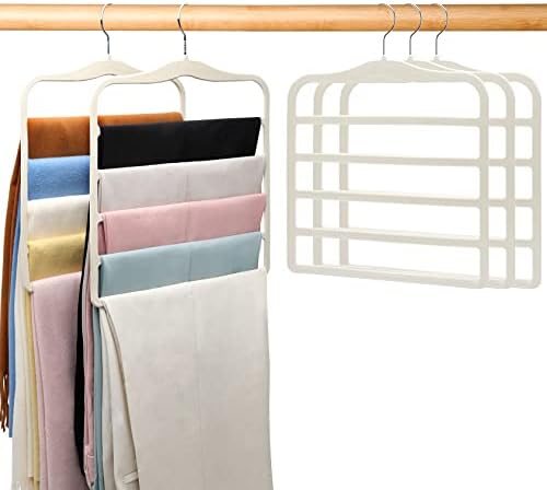 Magic Pants Velvet Hangers for Organization and Storage - Space Saving, 5 Pack Dorm Room Essentials for College Students Girls by JUUBAOOPN