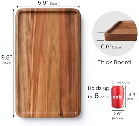 VERTORGAN 2 Pack Acacia Wood Serving Tray,9.8x5.9 Inch Trays,Home Decor - Image 6