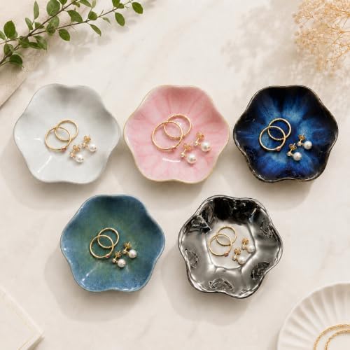 Ceramic Jewelry Tray, Lotus Leaf Ring Dish, Trinket tray Necklace Earrings small jewelry dish, Decorative Bowl for Dresser and Nightstand, Key Tray for Entryway, Gifts for Women White - Image 7