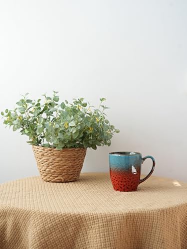 Bosmarlin Ceramic Coffee Mug Set of 4, 17 Oz, Coffee Cups with Big Handle, Microwave Safe, Unique Reactive Glaze (Blue&Red) - Image 4