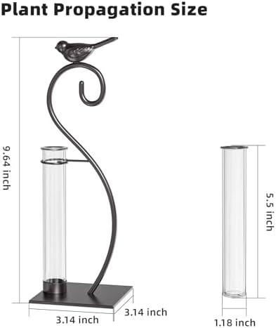 Marbrasse Plant Propagation Station, Plant Terrarium with Tubes Glass Vase, Desktop Glass Planter for Hydroponic, Plant Lover Gifts for Women Home Kitchen Office Garden Decor Terrarium Supplies - Image 2