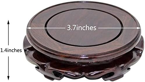 Oriental Furniture Wooden Display Stand Base Lotus Pedestal Vase Base Table Lamp Teapot Base Black Catalpa Furniture Stable Home Decoration Size7 (3.74x1.38in) - Image 2