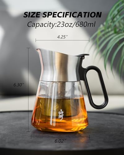 ZENS 23oz Small Glass Teapot with Infuser For Loose Leaf Tea Steeper - Image 3