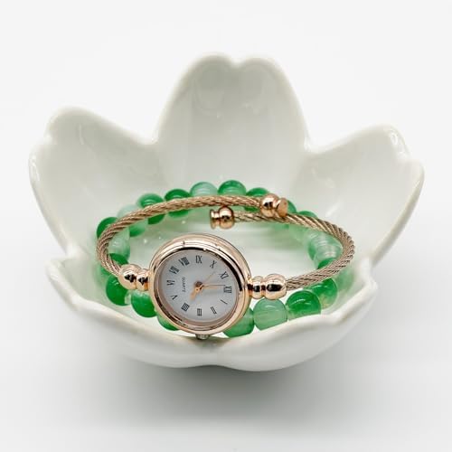 Small Flower Ring Dish Jewlery Tray, Ceramic Jewelry Dish Tray Cute Room Nightstand Decor Trinket Dish Bathroom Ring Holder Jewelry Plate Bowl Christmas Friendship Birthday Gifts for Women Mom - Image 4