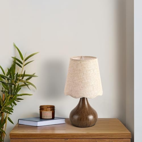 Ziqqeelam Wood Grain Small Table Lamp, Farmhouse Bedroom Lamps for Bedside Nightstand, Vintage Small Table Lamps for Small Spaces for Kitchen Counter, Home Office, Living Room, Kids Dorm, Bookshelf - Image 5