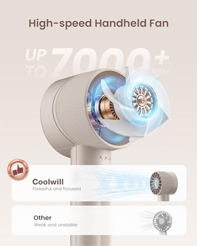 Portable Mini Handheld Turbo Fan, 4 Speed High Velocity Personal Cooling Device [Max 16H], Rechargeable Purse Travel Essential for Vacation/Beach/Trip - Beige - Image 2