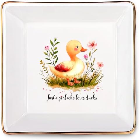 Duck Jewelry Ring Holder Dish Tray, Gifts For Women Teens Girls, Duck Lovers Themed Stuff Things Decor Merch Home Room Ring Earrings Necklace Organizer Holder! by BJDAMAIGIFTSFORGIRLSKIDS