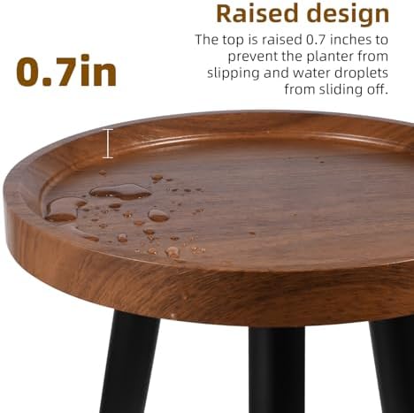 KGPLOME Plant Stands Indoor,Walnut End Table with Raised Design(2,12X17'') - Image 3