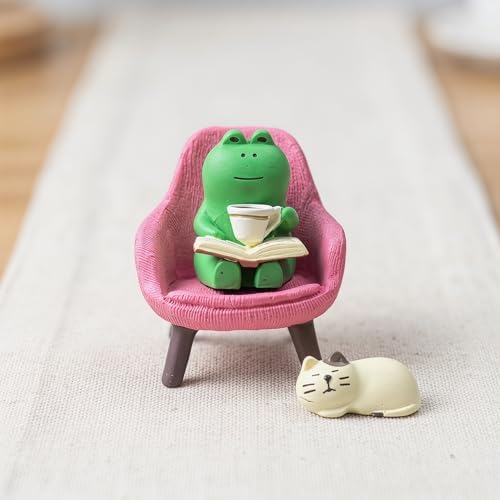 Miniature Frog Set with Sofa, cat, and Desk lamp - Cute Desk Accessories for Office Desk Decor and Home Display, Perfect as Desk Pets or Flower Frog - Image 6