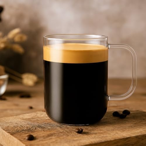 Aquach 20oz Glass Coffee Mugs Set of 2, Clear Borosilicate Cups with Handle - Image 2