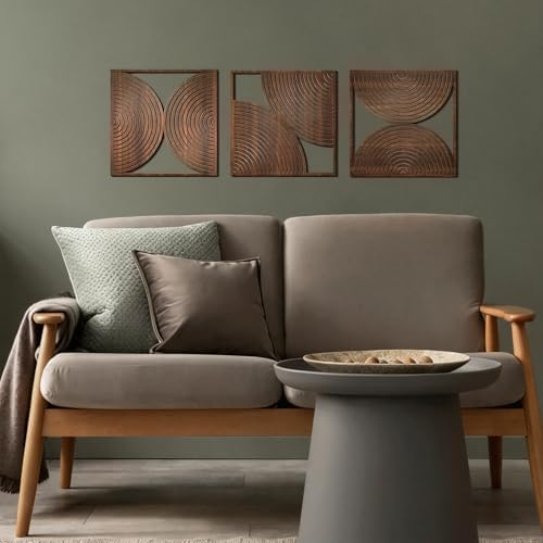 Yerliker 3 Pcs Modern Wall Decor, Mid Century, 11.8 x 11.8 x 0.2 Inch - Image 5