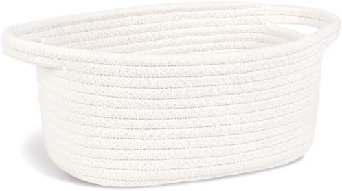 ABenkle Small Storage Basket, Mini Basket, Cute Tiny Cotton Rope Woven Basket, Shelf Basket, Boho Decorative Toy Storage Bin Gift Baskets, White by ABenkle