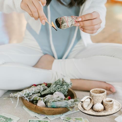 4 in 1 Ceramic Incense Burner Holder with Handle for Burning Sage, Palo Santo Stick, Joss Sticks, Candle in Your New House, Office, Yoga, Meditation Room - Image 6