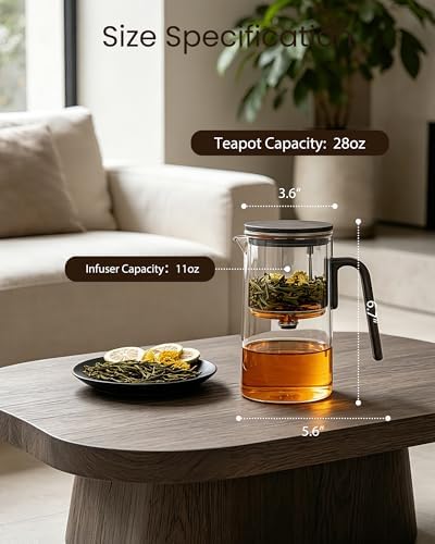 ZENS Magic Teapot with Infuser and Magnetic Lid for Loose Leaf Tea, 28oz - Image 3