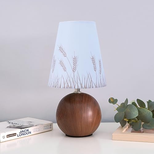 Vintage Wooden Base Fabric Night Lamp, Adjustable Light Color and Brightness with Power-Off Memory, Safe USB Powered, Retro LED Table Light for Bedroom Living Room Office (Wheat) - Image 4