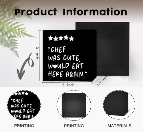 Chef Was Cute Would Eat Here Again Sign Black, Black Kitchen Home Decor Sign, Cute Preppy Funny Kitchen Decor Wood Sign Home Decor for Girly Dining Room Restaurant - Image 7