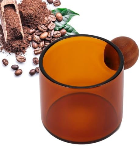 Glass Coffee Cup with Wood Handle 120ml Clear Heat Resistant Tea Mug(Brown) by Unknown