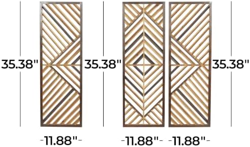 Deco 79 Wood Geometric Home Wall Decor Wall Art 12"W, 35"H, Oiled Brown - Image 6