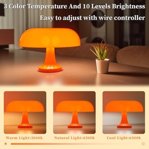 Modern Decorative Table Lamp, Mushroom Cap Design, USB Powered, 3 Lighting Modes, Dimmable, for Bedroom, Living Room Decor, Polished Plastic, Sunset Theme, Push Button Control, Adjustable Brightness - Image 4