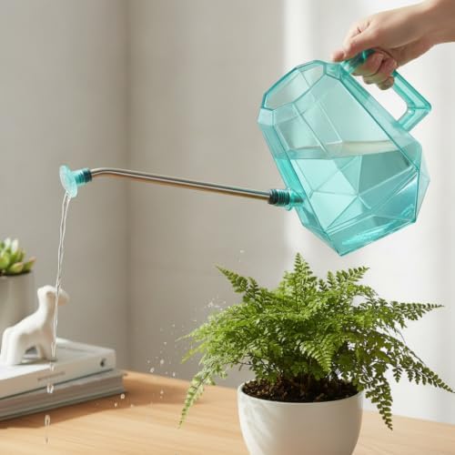 Elegant Watering Can with Extra Long Stainless Steel Spout for Soil Level Watering of Delicate Houseplants Potted Plants Balcony Flowers Sturdy Metal Body, Rose Pink, 1.2L - Image 3