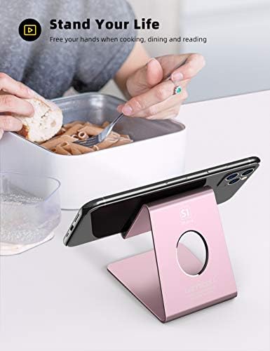 Lamicall Pink Phone Stand, Desk Accessories - Rose Gold Pink Cell Phone Holder, Office Decor, Office Desk Accessories, Suitable for iPhone 16 15 14 13 Pro Max, 4-8'' Phone - Image 2
