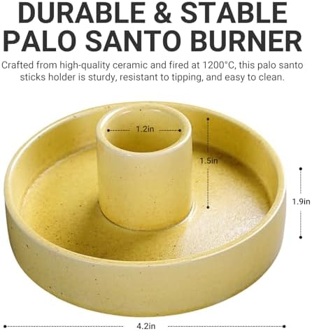 Palo Santo Holder, Ceramic Incense Stick Holder, Sage Holder for Yoga, Meditation, and Energy Cleansing, Unique Ceramic Incense Holder Gift for Palo Santo Sticks (Yellow) - Image 2