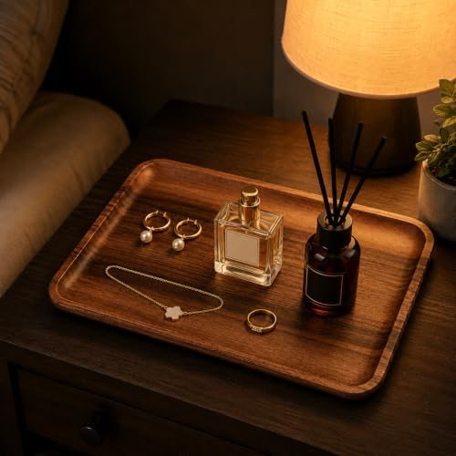 Walnut Valet Tray, Wooden Catchall Tray for Coffee Table & Keys - Image 6