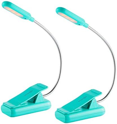 VAVOFO Clip On Rechargeable Reading Light, 7 LEDs with 3 Colortemperature 9 Brightness Levels Book Lights for Reading in Bed with Power Indicator for Bookworms (Blue 2-Pack) by VAVOFO
