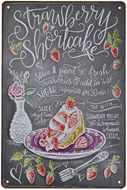 Food Vintage Tin Sign - Strawberry ShortCake Retro Metel Sign - Wall Decor wall sign for Kitchen Bakery Cafe Restaurant by TREEPERI