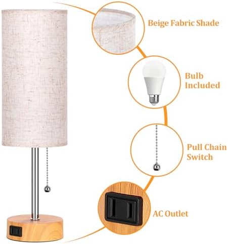 Dott Arts Table Lamp for Bedroom, 3-Color Bedside Lamps with Pull Chain - Image 4