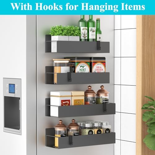 HuggieGems Metal Magnetic Spice Rack for Refrigerator Dark Gray, 4 Pack - Image 3