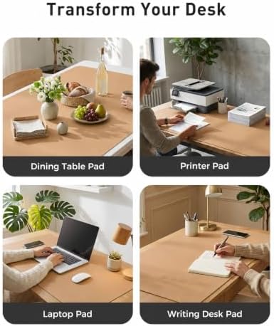 Aothia Faux Leather Desk Mat Mouse Pad, 47.2" x 23.6", Khaki - Image 6